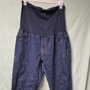 Womens Maternity Blue Denim Jeans With Stretchy Waist XL